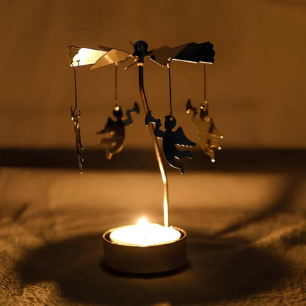 Candle Carousel with Spinning Ornaments for Ambient Light | Elegant Home Décor Accent for Cozy Evenings