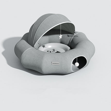 Cat Tunnel Donut Shelter with Summer Ice Nest | Foldable and Washable Play Space for Curiosity and Comfort