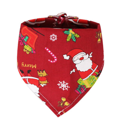 Christmas Cotton Triangle Pet Scarf with Cartoon Patterns | Adorable Holiday Accessory for Dogs and Cats