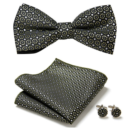 Bow Tie Set with Pocket Square and Cufflinks, Printed Polyester Neckwear and Suit Accessories – image 36