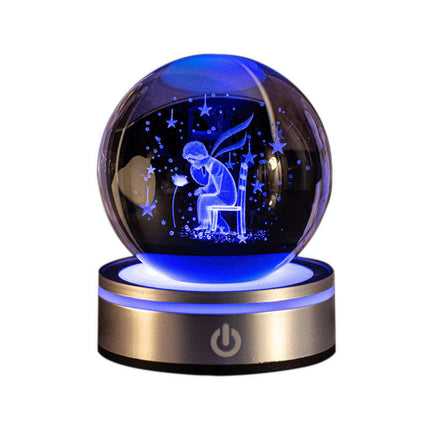 3D Carved Crystal Ball Night Lamp with USB Plug-In | Modern Home Decor for Warm Atmosphere