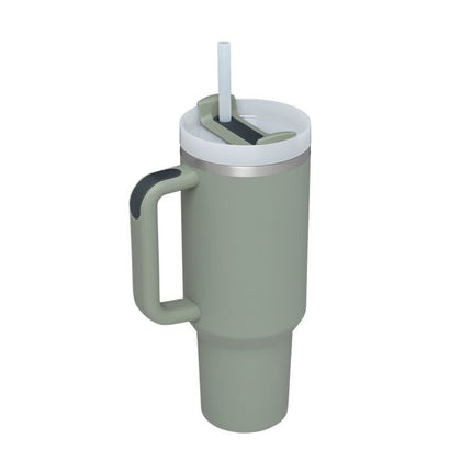 40 Oz Insulated Tumbler with Handle & Straw | Double-Wall Vacuum Insulation for Hot or Cold Beverages