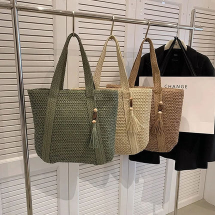 Woven Raffia Shoulder Bag, Boho Beach Bag for Summer – image 6