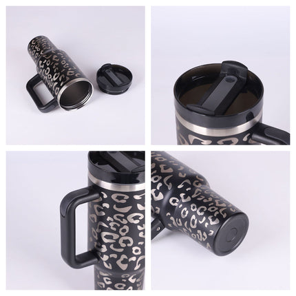 40 Oz Insulated Tumbler with Handle & Straw | Double-Wall Vacuum Insulation for Hot or Cold Beverages
