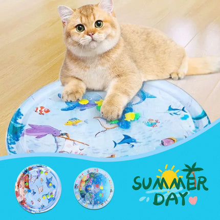 Summer Cooling Pet Water Bed with Fish Design | Inflatable Ice Pad for Dogs and Cats