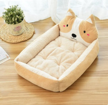 Dog Bed with Removable Washable Cover & Cartoon Design | Cozy Nest for Large Breeds like Golden Retrievers