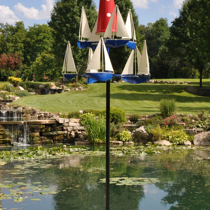 Metal Wind Spinner, Nautical Lighthouse Garden Stake – image 5