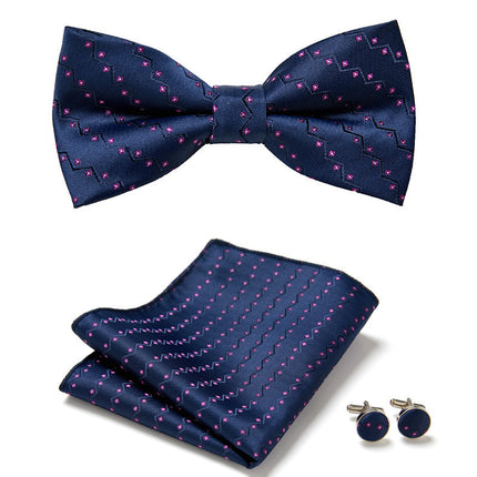 Bow Tie Set with Pocket Square and Cufflinks, Printed Polyester Neckwear and Suit Accessories – image 11