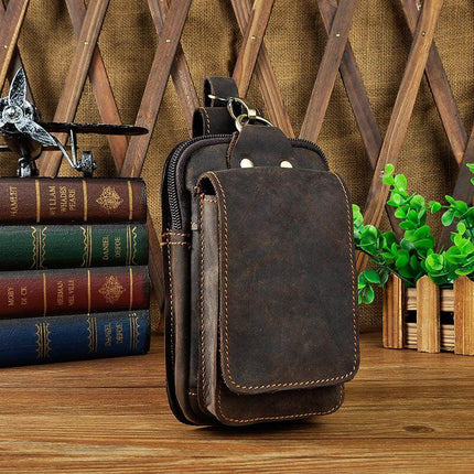 Leather Belt Bag for Men, Genuine Leather Waist Pack with Adjustable Strap – image 11