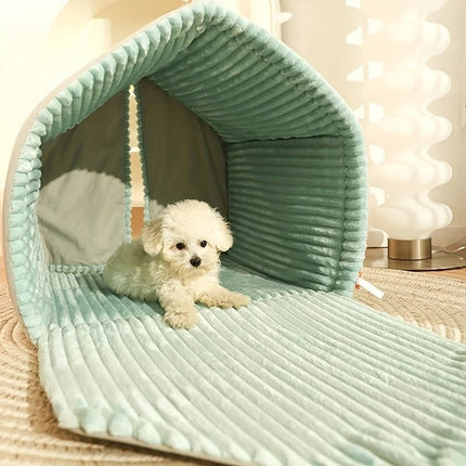 Warm Small Dog House with Double Door Curtain | Cozy Indoor/Outdoor Shelter for Winter Comfort