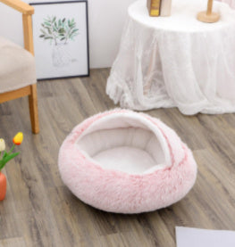 Plush Round Pet Bed for Dogs and Cats with Cozy Crystal Velvet | 2-in-1 Design for Ultimate Warmth and Comfort