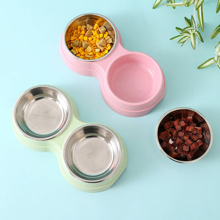 Double Pet Bowls with Stainless Steel Feeder | Dual Functionality for Convenient Feeding and Hydration