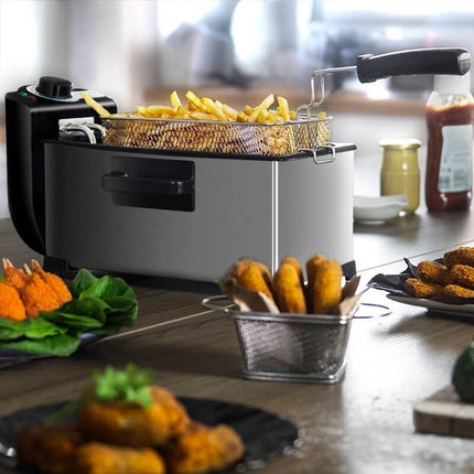 2000W Electric French Fryer with Teflon Coating | Advanced Temperature Control for Crispy Homemade Fries
