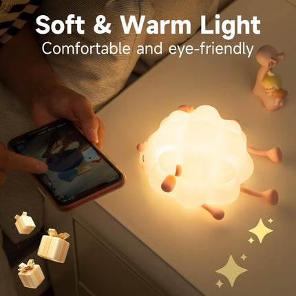 Rechargeable Silicone Sheep Night Light with Timer & Dimmer | Safe and Soft Companion for Peaceful Sleep