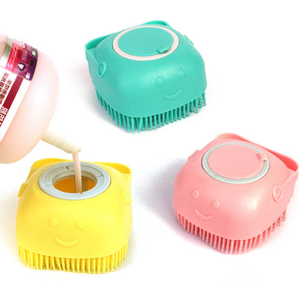 Silicone Dog Bath Brush with Shampoo Dispenser | Gentle Massage Tool for Effective Pet Cleaning
