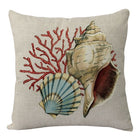 Marine Life Printed Cushion Cover with Invisible Zipper | Flax Material for Elegant Home Decor