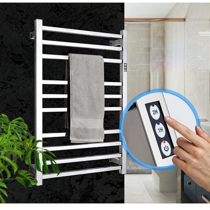 Towel Warmer Wall Mounted, Electric Towel Warmer with Timer and Temperature Control, Stainless Steel Heated Towel Rail
