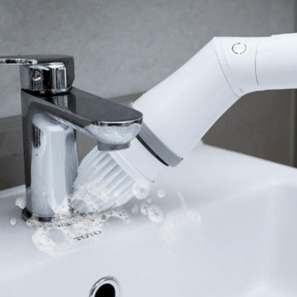 Electric Telescopic Scrubber with Long Handle & Interchangeable Heads | Multifunctional Cleaning Tool for Easy Reach and Efficiency