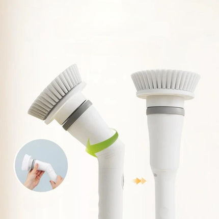 Electric Telescopic Scrubber with Long Handle & Interchangeable Heads | Multifunctional Cleaning Tool for Easy Reach and Efficiency