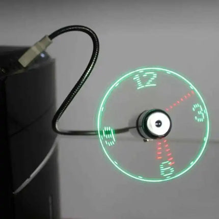 Floating LED Clock Fan with Adjustable Neck | USB-Powered Cooling for Home and Office