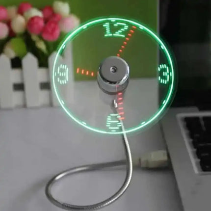 Floating LED Clock Fan with Adjustable Neck | USB-Powered Cooling for Home and Office