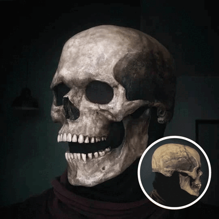 Halloween Costume Mask, Scary Mask with Movable Jaw, Latex Skull Mask with Detailed Shading