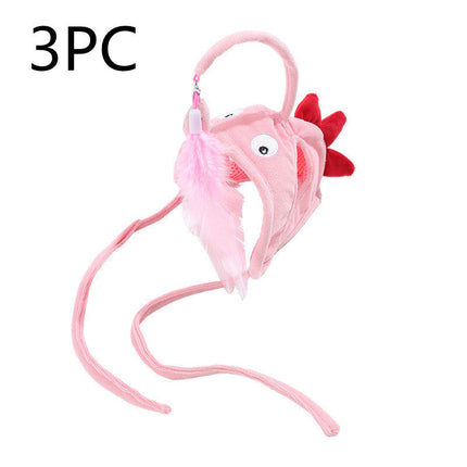 Head-Wearing Cat Toy with Feather Teaser | Adjustable Interactive Hat for Hands-Free Play
