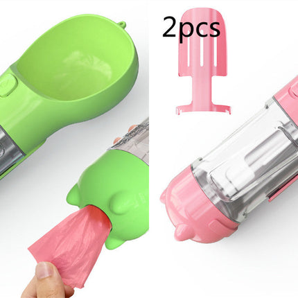 Portable 3-in-1 Dog Water Bottle with Food Compartment & Waste Bags | Hydration and Feeding Solution for Outdoor Adventures