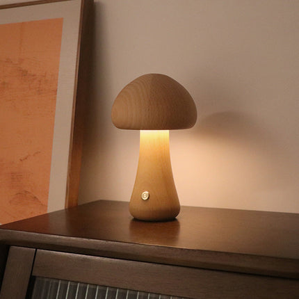 Wooden Mushroom LED Night Light with Touch Switch | Creative Cozy Decor for Warm Ambiance