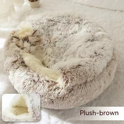 Plush Round Pet Bed for Dogs and Cats with Cozy Crystal Velvet | 2-in-1 Design for Ultimate Warmth and Comfort