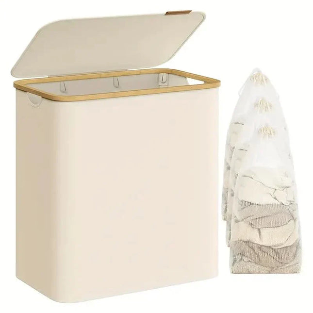 Laundry Basket Large, 3 Section Laundry Hamper