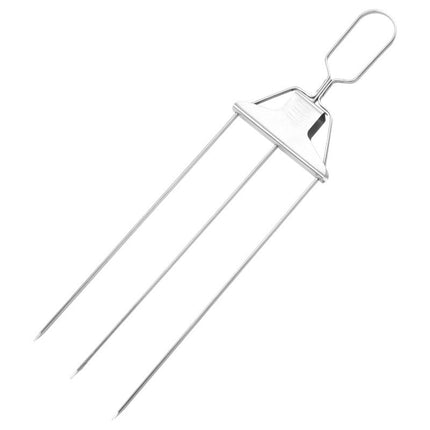 3-Prong Stainless Steel BBQ Skewers with Ergonomic Handle | Durable Grilling Tool for Even Cooking and Easy Food Removal