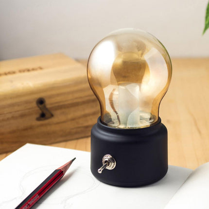Retro Desk Lamp with USB Charger & LED Bulbs | Vintage Handheld Light for Home and Travel