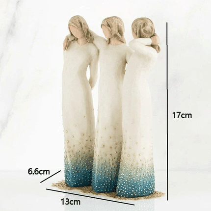 Resin Figurines, Hand Painted Three Sisters Figurine for Mantel Decor