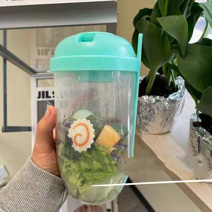 Leak-Proof Salad Cup Container Set with Fork & Dressing Holder | BPA-Free 1000ml Food Storage for Healthy On-the-Go Meals