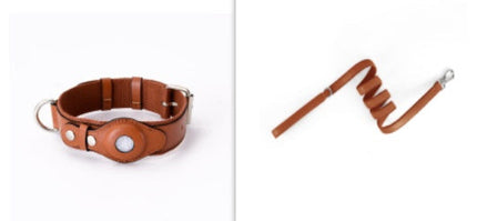 Airtag Leather Pet Collar with Adjustable Fit | Stylish Tracker Cover for Safety and Comfort