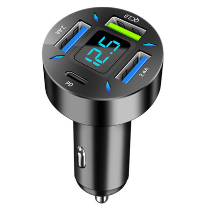 4-Port USB Car Charger with LED Display for Fast Charging | Universal Compatibility for Multiple Devices
