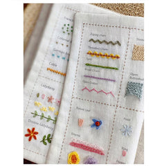 Hand Embroidery Craft Book, Embroidery Stitch Book for Beginners, 86 Stitch Sampler on Reusable Linen Embroidery Fabric