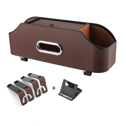 Genuine Leather Car Tissue Box & Cup Holder Bag with Compression Resistance | Stylish Storage Solution for Organized Vehicles