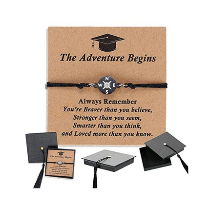 Compass Charm Bracelet, Braided Bracelet with Graduation Card and Gift Box – image 12