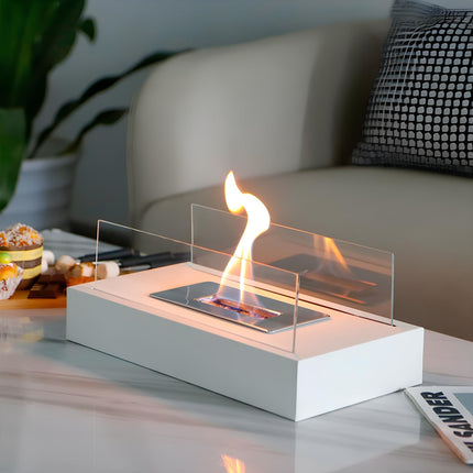 Tabletop Fireplace with Tempered Glass Panels | Elegant Indoor & Outdoor Ambiance for Cozy Gatherings