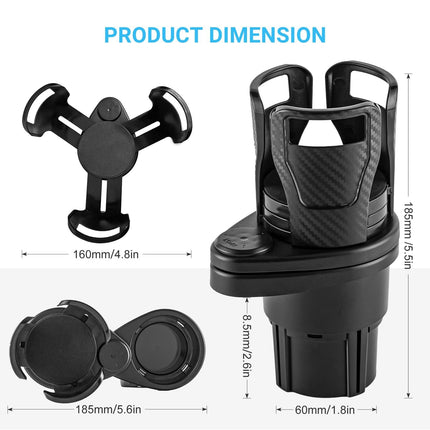 360° Rotatable Car Bottle Holder & Organizer with Adjustable Width | Space-Saving Solution for Drinks and Essentials