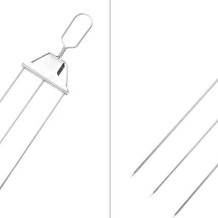 3-Prong Stainless Steel BBQ Skewers with Ergonomic Handle | Durable Grilling Tool for Even Cooking and Easy Food Removal