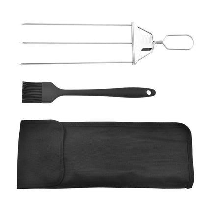 3-Prong Stainless Steel BBQ Skewers with Ergonomic Handle | Durable Grilling Tool for Even Cooking and Easy Food Removal