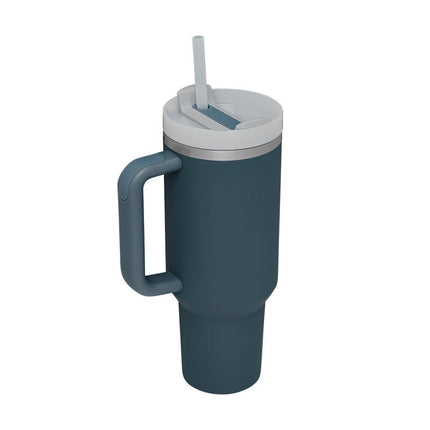 40 Oz Insulated Tumbler with Handle & Straw | Double-Wall Vacuum Insulation for Hot or Cold Beverages