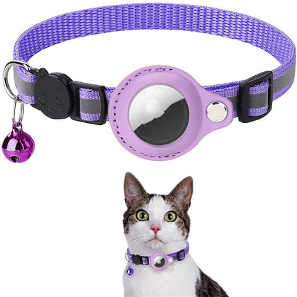 Reflective Cat Collar with AirTag Holder and Bell | Adjustable Nylon Pet Collar for Safety and Style