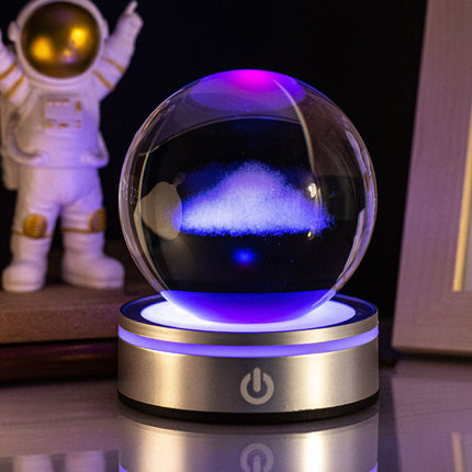 3D Carved Crystal Ball Night Lamp with USB Plug-In | Modern Home Decor for Warm Atmosphere