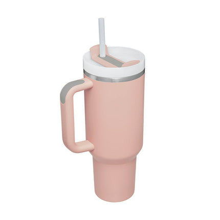 40 Oz Insulated Tumbler with Handle & Straw | Double-Wall Vacuum Insulation for Hot or Cold Beverages
