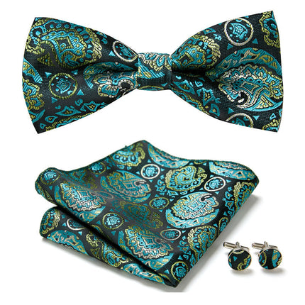 Bow Tie Set with Pocket Square and Cufflinks, Floral Bow Tie – image 20