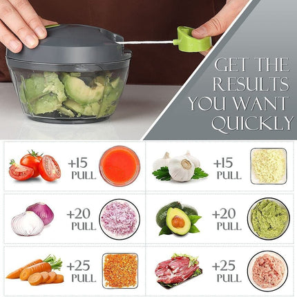 Manual Food Chopper with Stainless Steel Blades | Effortless Vegetable Cutting for Quick Meal Prep